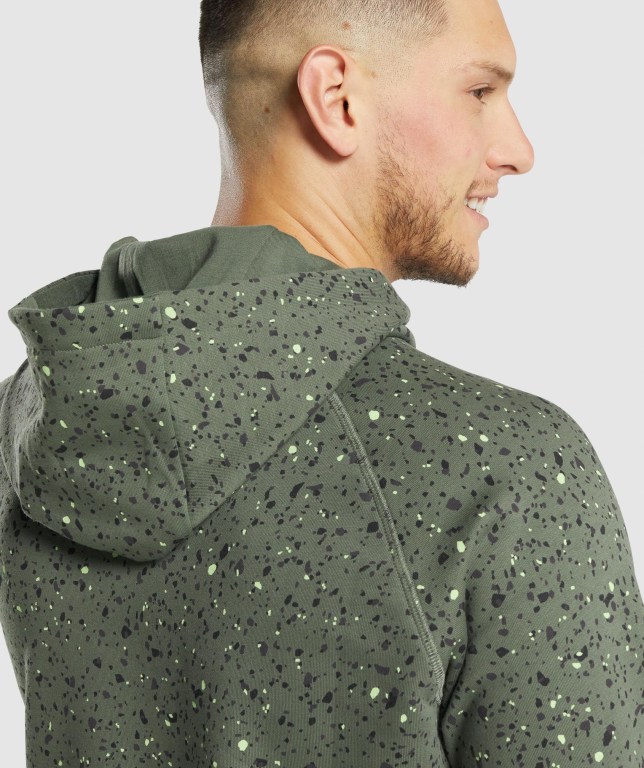 Gymshark Micro Print Men's Hoodies Green | UAE-54AHXR