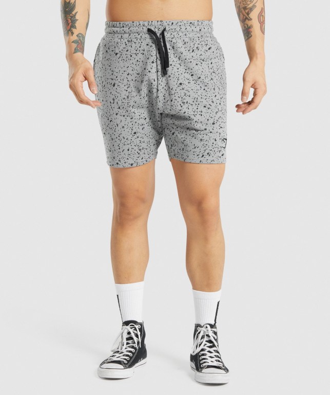 Gymshark Micro Print Men\'s Shorts Grey | UAE-73NGQI