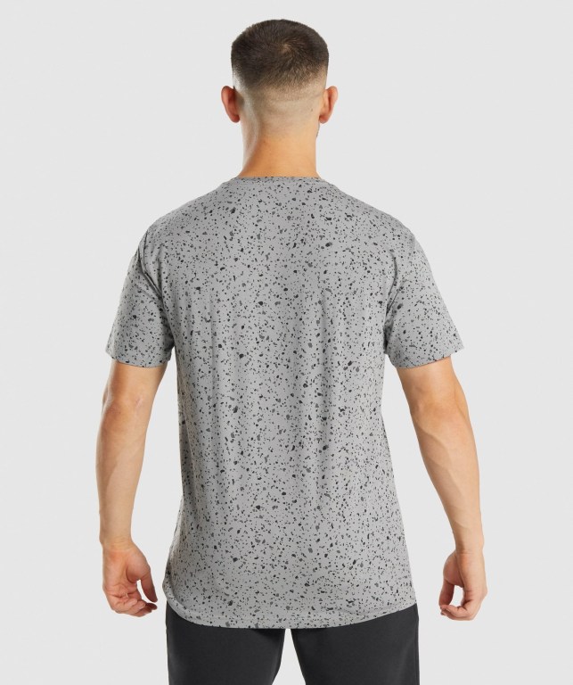 Gymshark Micro Print Men's T Shirts Light Grey | UAE-24IZMO