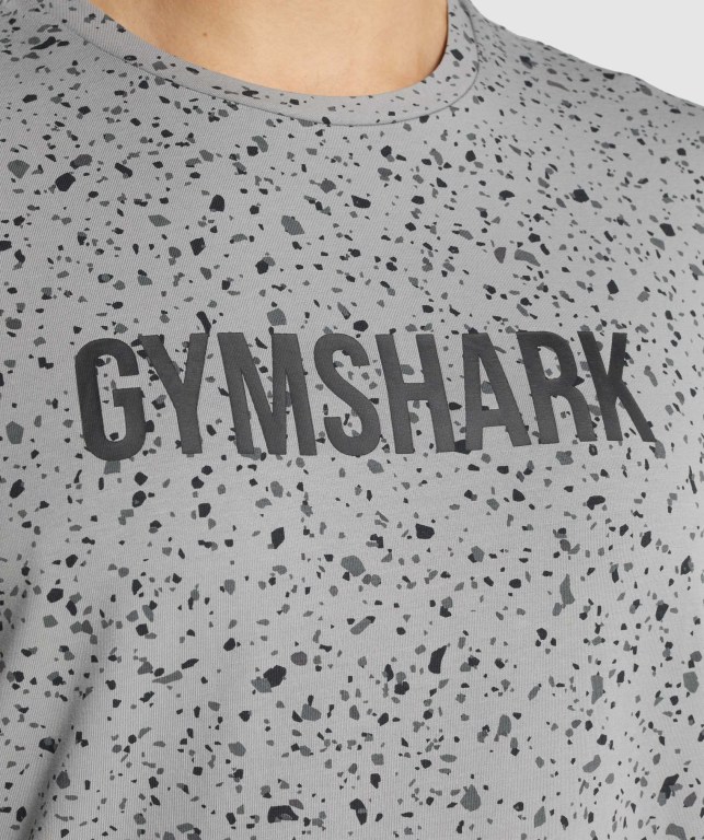 Gymshark Micro Print Men's T Shirts Light Grey | UAE-24IZMO