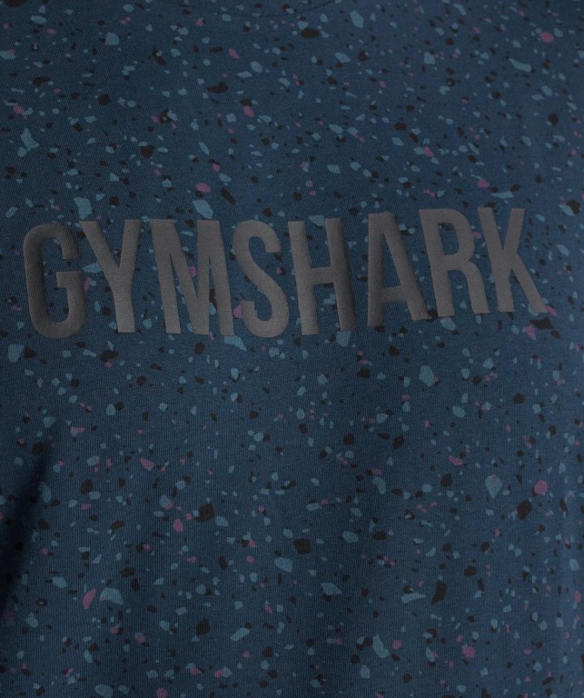 Gymshark Micro Print Men's T Shirts Navy | UAE-02CJOV