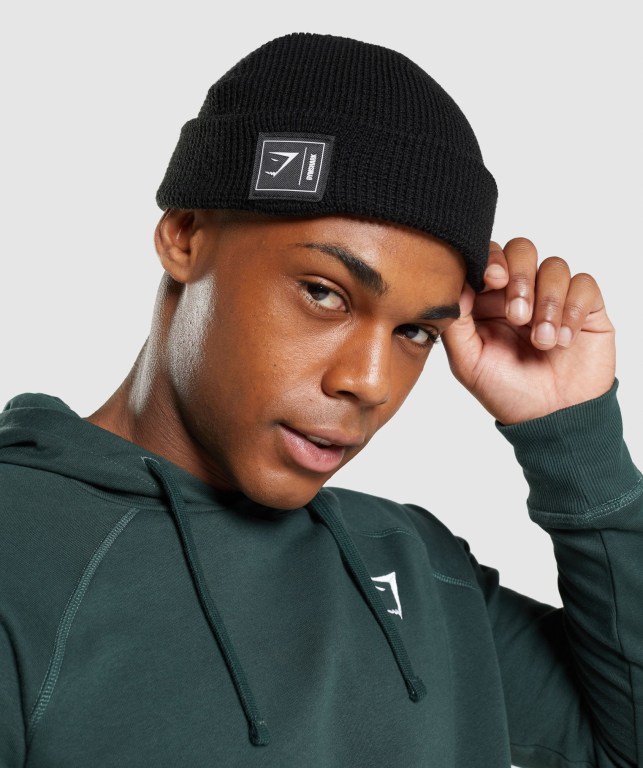 Gymshark New Era Fishermans Beanie Men's Headwear Black | UAE-39BHXD