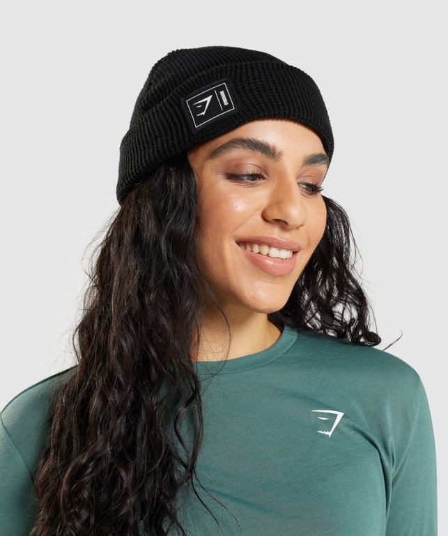 Gymshark New Era Fishermans Beanie Men's Headwear Black | UAE-39BHXD