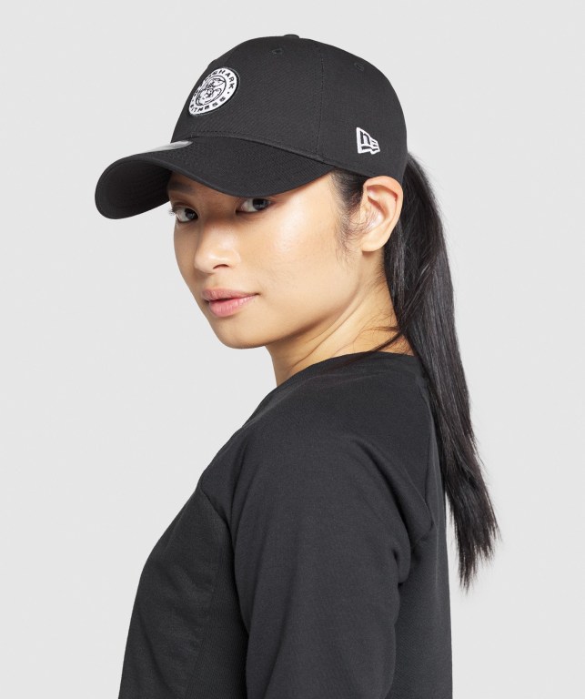 Gymshark New Era Legacy 9Forty Men\'s Headwear Black | UAE-61GWON