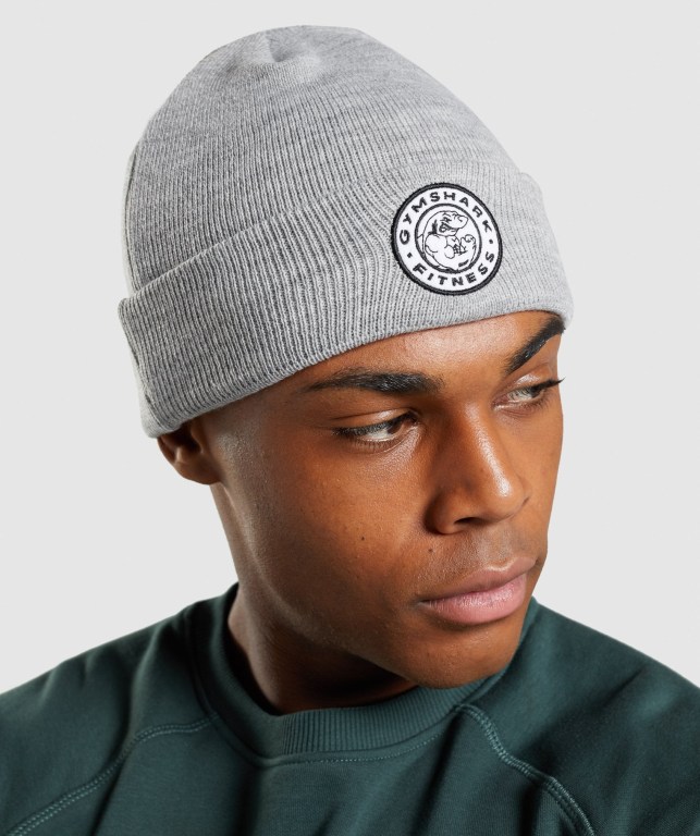 Gymshark New Era Legacy Cuff Knit Men's Headwear Grey | UAE-07JMSB