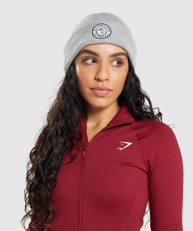 Gymshark New Era Legacy Cuff Knit Men's Headwear Grey | UAE-07JMSB