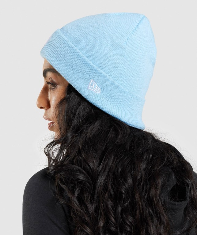 Gymshark New Era Legacy Cuff Knit Men's Headwear Blue | UAE-21EFGM