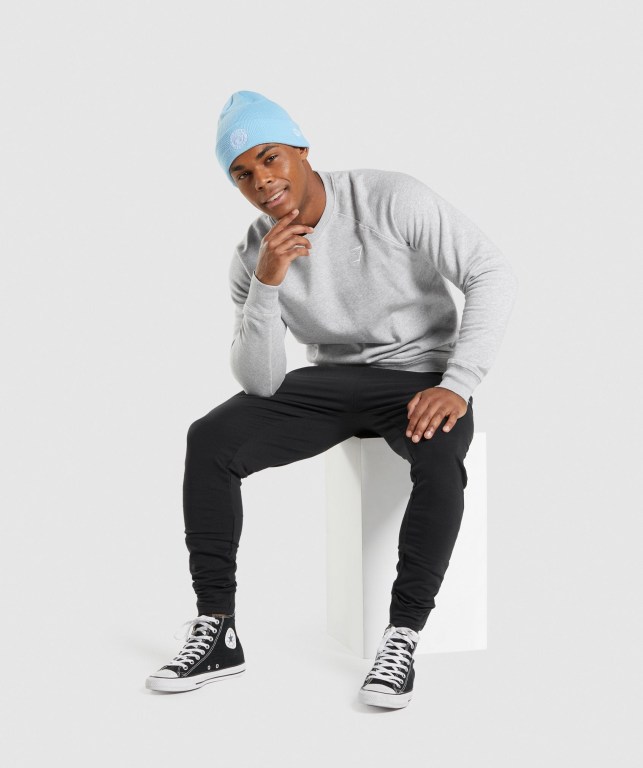 Gymshark New Era Legacy Cuff Knit Men's Headwear Blue | UAE-21EFGM