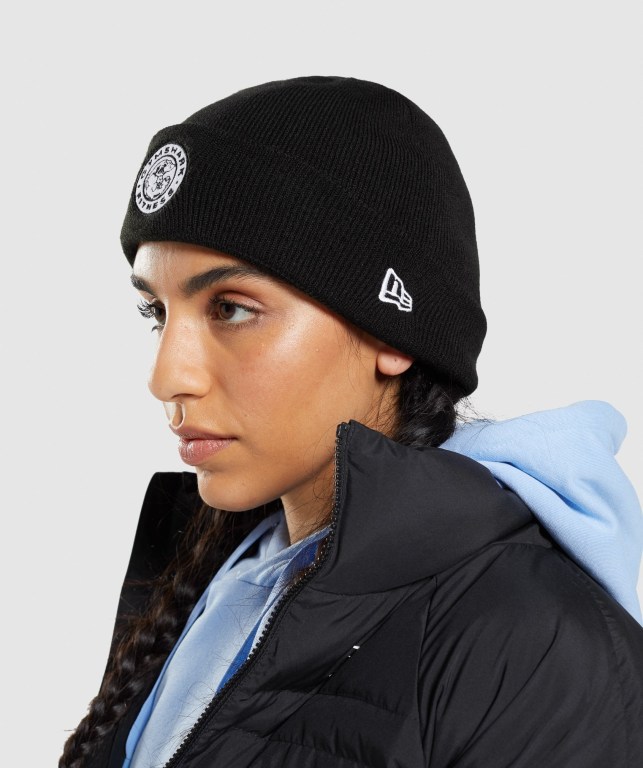 Gymshark New Era Legacy Cuff Knit Women's Headwear Black | UAE-89RQDT