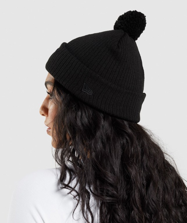 Gymshark New Era Mini Pom Men's Headwear Black | UAE-21YKBJ