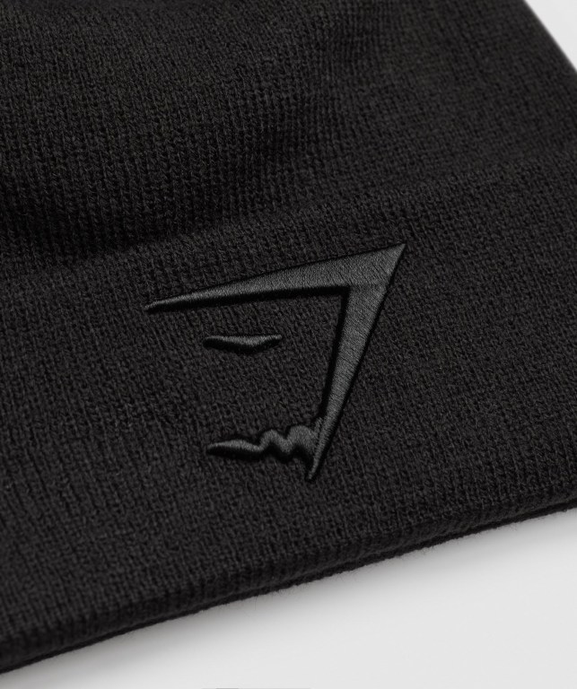 Gymshark New Era Sharkhead Cuff Knit Men's Headwear Black | UAE-50VRDS