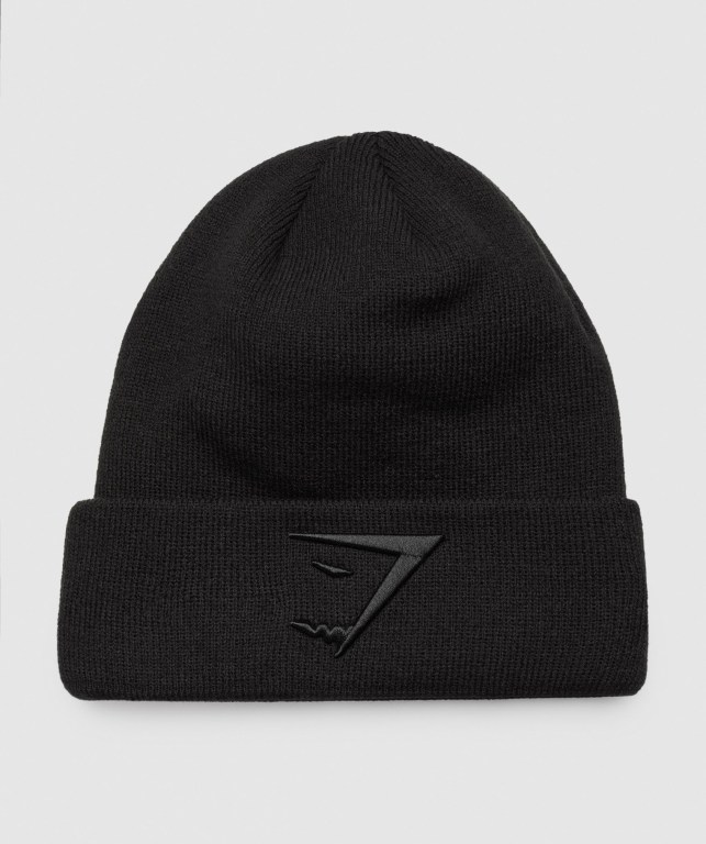 Gymshark New Era Sharkhead Cuff Knit Men\'s Headwear Black | UAE-50VRDS