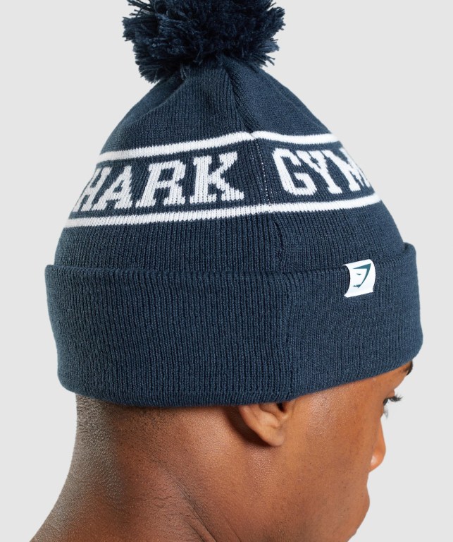 Gymshark New Era Tab Beanie Men's Headwear Blue | UAE-38DWUG