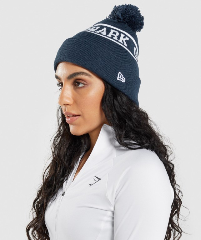 Gymshark New Era Tab Beanie Men's Headwear Blue | UAE-38DWUG