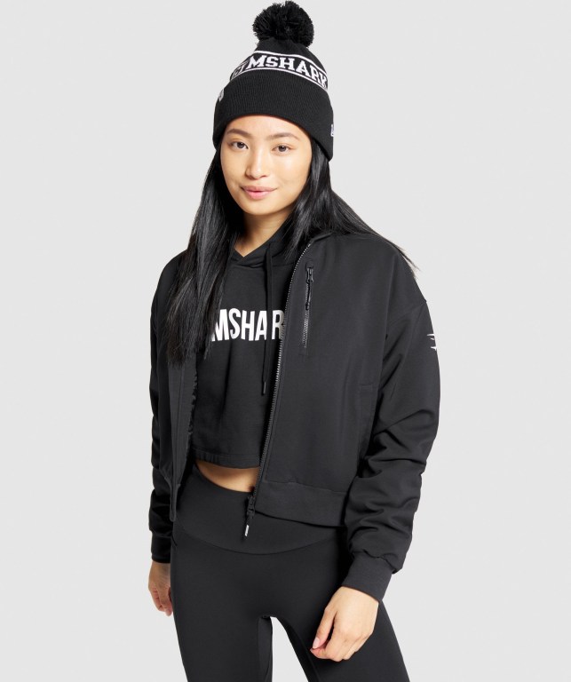 Gymshark New Era Tab Beanie Women's Headwear Black | UAE-43MBOA