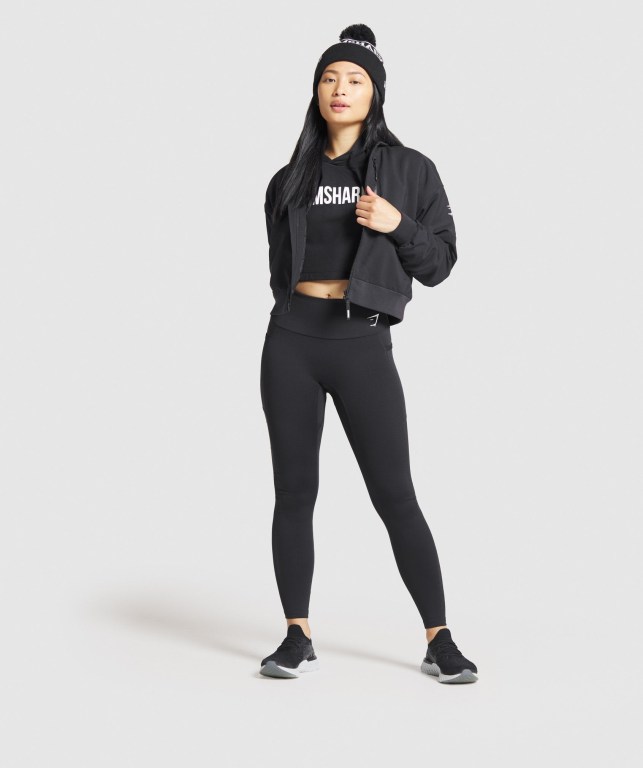 Gymshark New Era Tab Beanie Women's Headwear Black | UAE-43MBOA