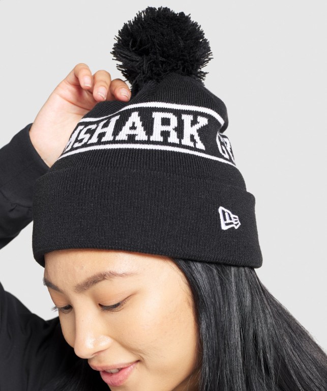 Gymshark New Era Tab Beanie Women's Headwear Black | UAE-43MBOA