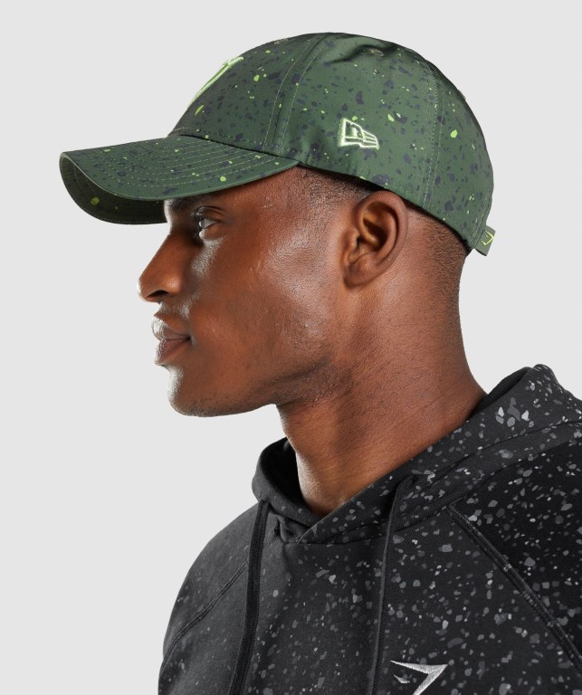 Gymshark New Era Universe Print Men's Headwear Green / White | UAE-70UZFR