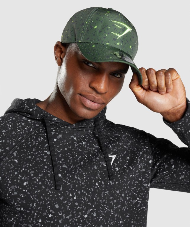 Gymshark New Era Universe Print Men\'s Headwear Green / White | UAE-70UZFR