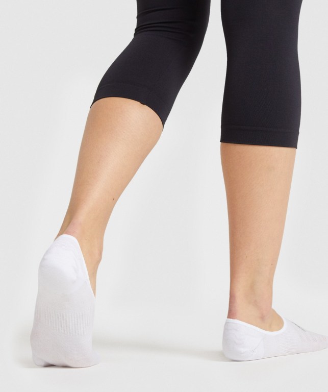 Gymshark No Show 3pk Women's Socks White | UAE-36QLHG