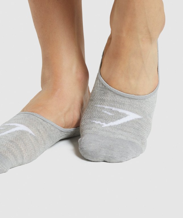 Gymshark No Show 3pk Women's Socks White / Light Grey / Black | UAE-93MXEG