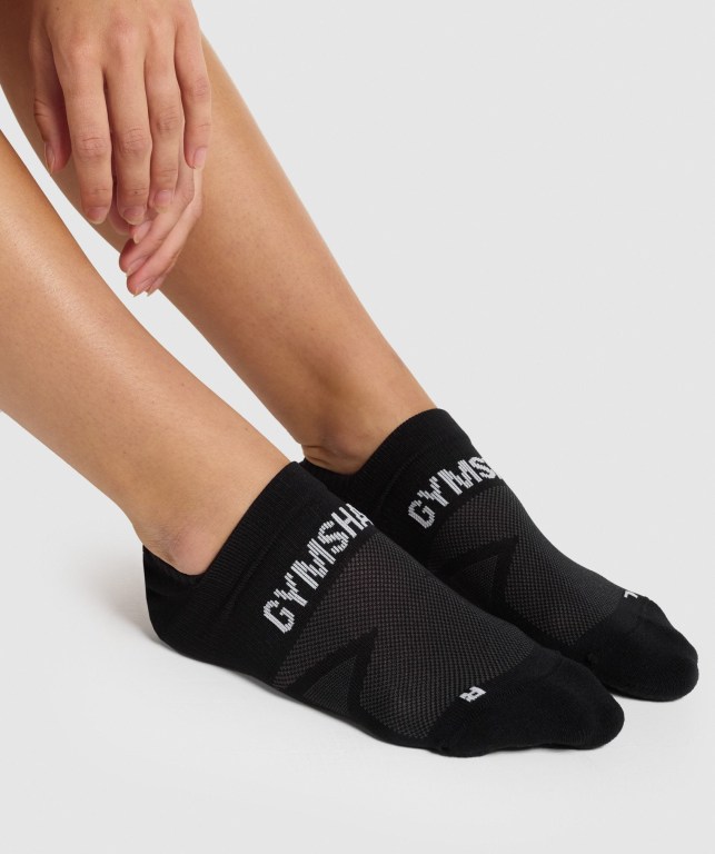 Gymshark No Show Performance Men\'s Socks Black | UAE-85JEWV