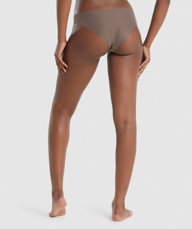 Gymshark No VPL Bikini Brief Women's Underwear Brown | UAE-36ASQJ