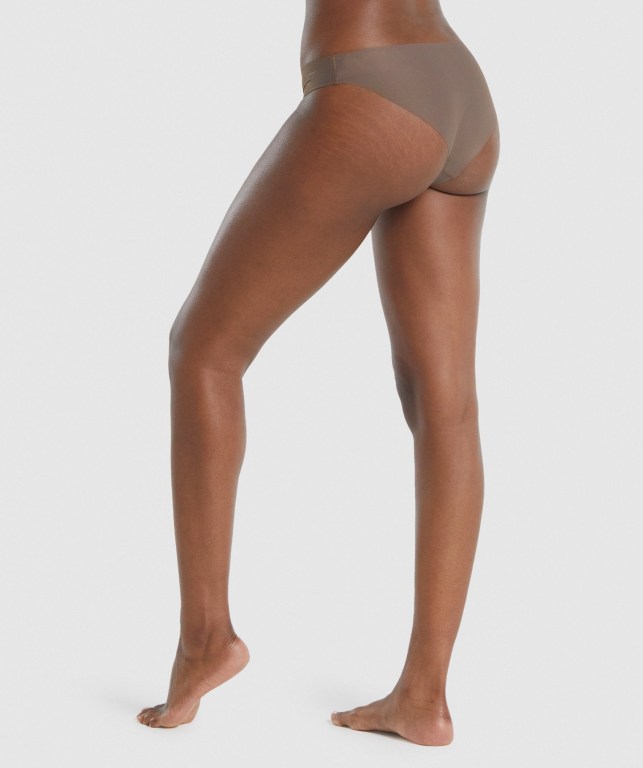 Gymshark No VPL Bikini Brief Women's Underwear Brown | UAE-36ASQJ