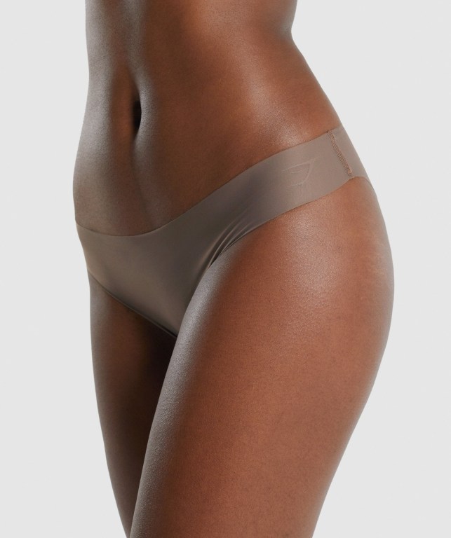 Gymshark No VPL Bikini Brief Women's Underwear Brown | UAE-36ASQJ