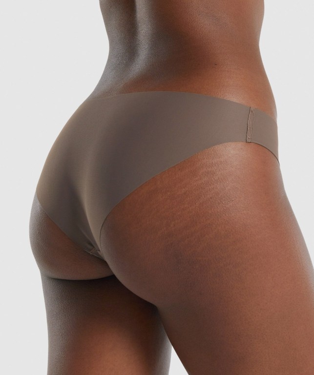 Gymshark No VPL Bikini Brief Women's Underwear Brown | UAE-36ASQJ