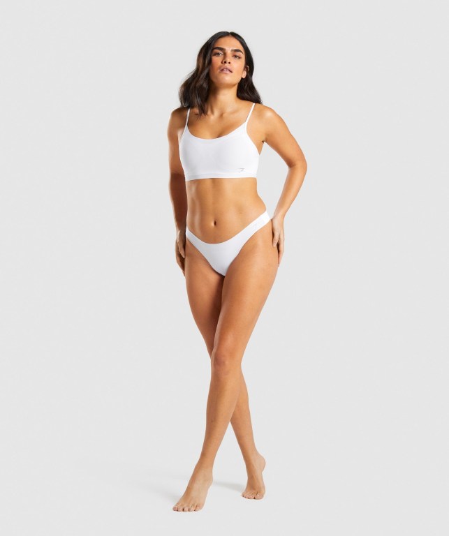 Gymshark No VPL Thong Women's Underwear White | UAE-65GVFQ