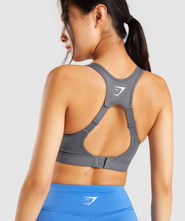 Gymshark Open Back Training Women's Sports Bra Grey | UAE-12TYVB