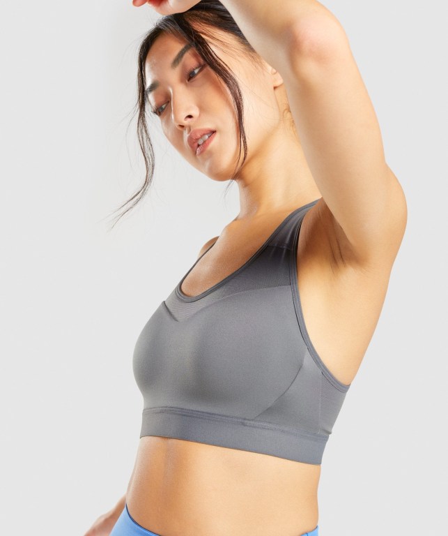 Gymshark Open Back Training Women's Sports Bra Grey | UAE-12TYVB