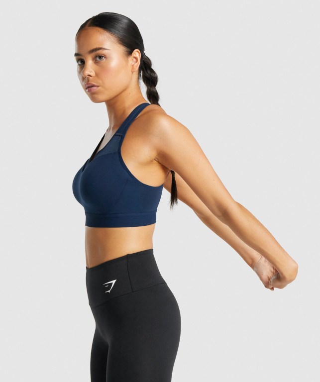 Gymshark Open Back Training Women's Sports Bra Navy | UAE-16UBEN