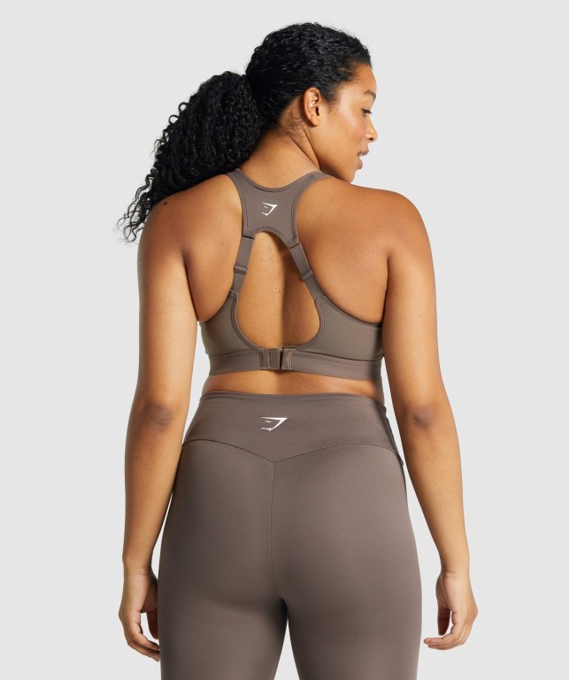 Gymshark Open Back Training Women's Sports Bra Brown | UAE-21IAEZ