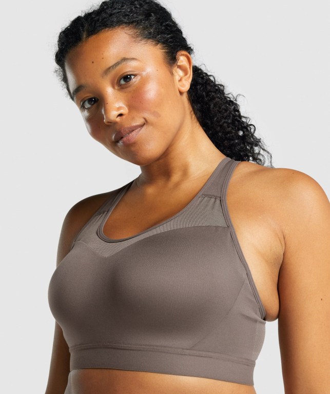 Gymshark Open Back Training Women's Sports Bra Brown | UAE-21IAEZ