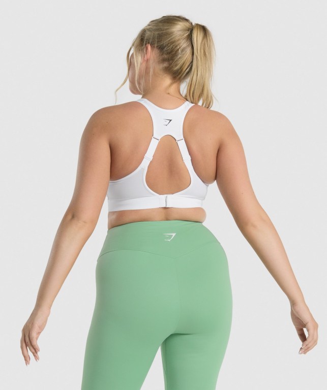 Gymshark Open Back Training Women's Sports Bra White | UAE-83VQGD