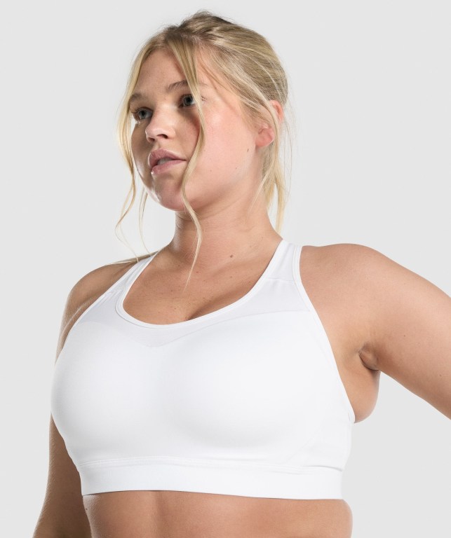 Gymshark Open Back Training Women's Sports Bra White | UAE-83VQGD