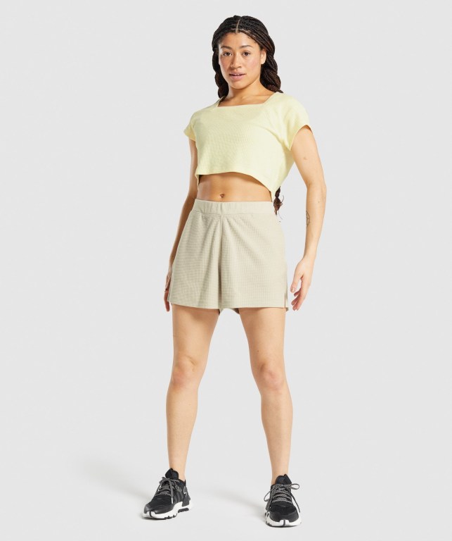 Gymshark Pause Crop Top Women's T Shirts Yellow | UAE-54MVJB