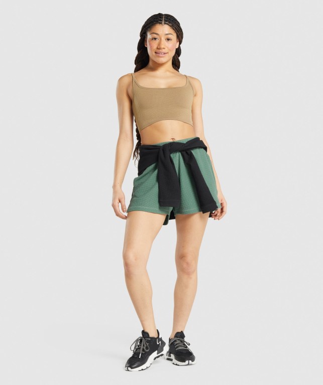 Gymshark Pause Loose Women's Shorts Green | UAE-14CVJM