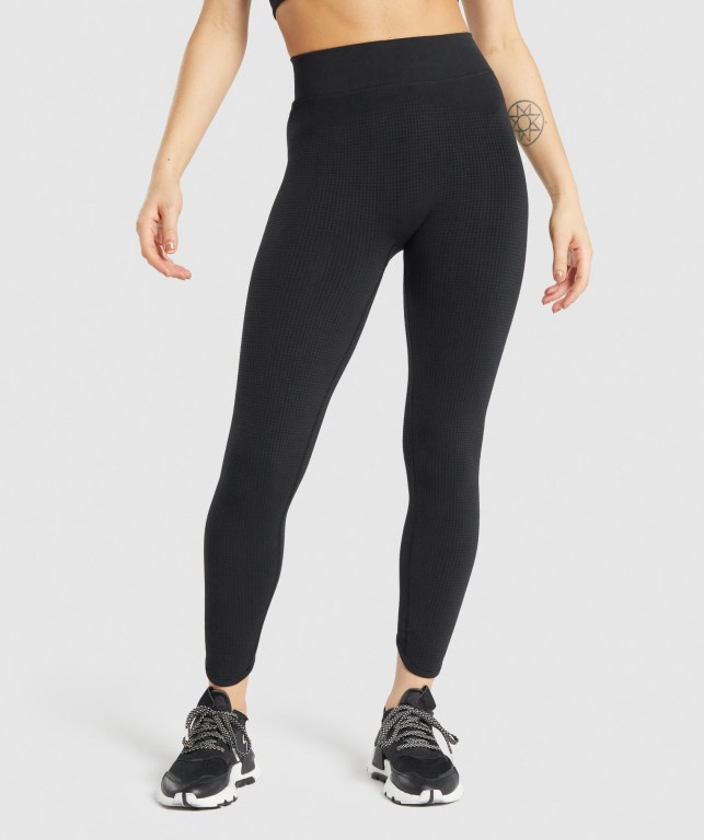 Gymshark Pause Seamless High Waisted Women\'s Leggings Black | UAE-54VZDW