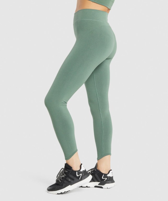 Gymshark Pause Seamless High Waisted Women's Leggings Green | UAE-78WIVK