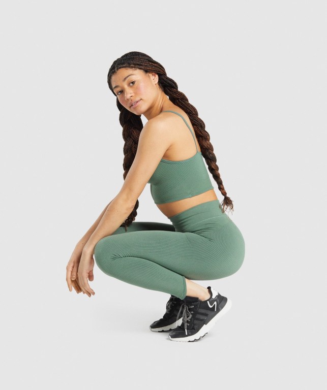 Gymshark Pause Seamless High Waisted Women's Leggings Green | UAE-78WIVK