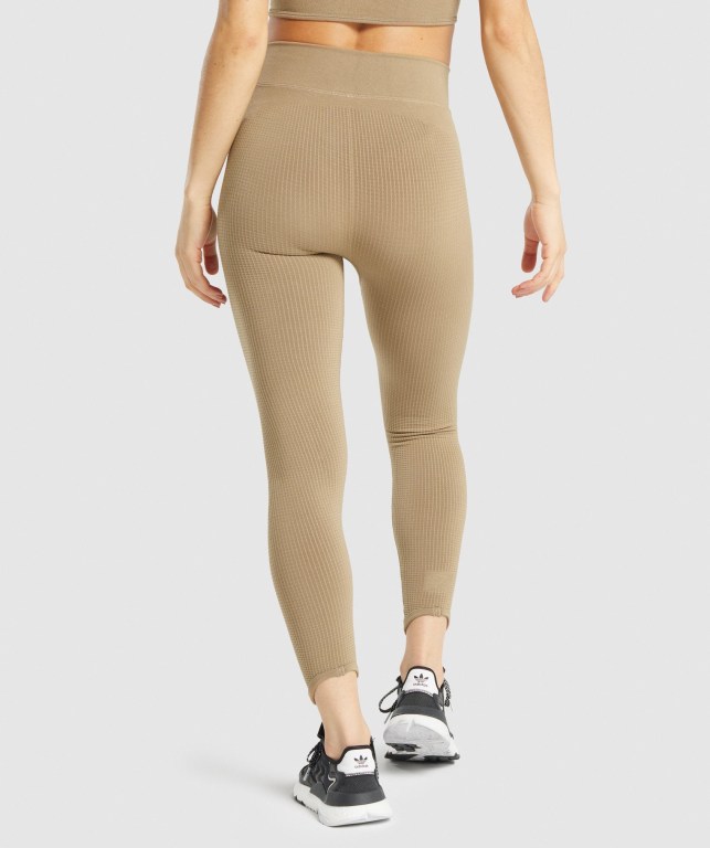 Gymshark Pause Seamless High Waisted Women's Leggings Brown | UAE-96VSKM