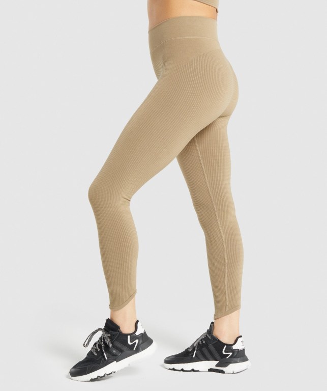 Gymshark Pause Seamless High Waisted Women's Leggings Brown | UAE-96VSKM