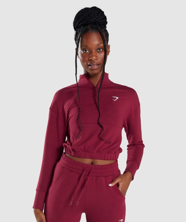 Gymshark Pippa Training Women\'s Hoodies Burgundy | UAE-84JEQY