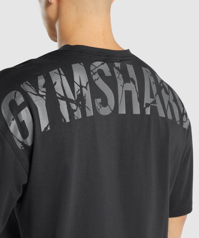 Gymshark Power Men's T Shirts Black | UAE-21UWNT