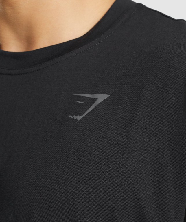 Gymshark Power Men's T Shirts Black | UAE-21UWNT