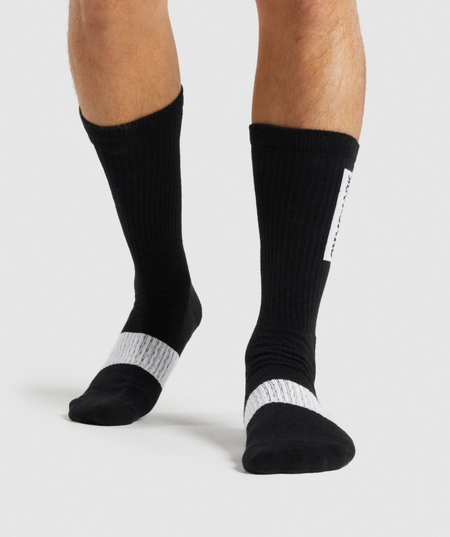 Gymshark Premium (1pk) Men's Socks Black | UAE-07RXNJ