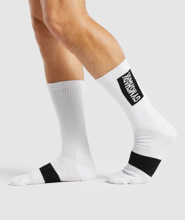 Gymshark Premium (1pk) Men's Socks White | UAE-96STLV